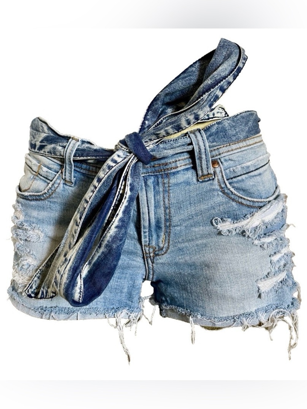 Vintage 80’s Avid Washed DENIM FABRIC BELT One-Size